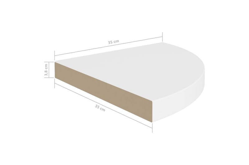 Svävande hörnhyllor 2 st vit 35x35x3,8 cm MDF - Vit - Förvaring - Hylla - Hörnhylla