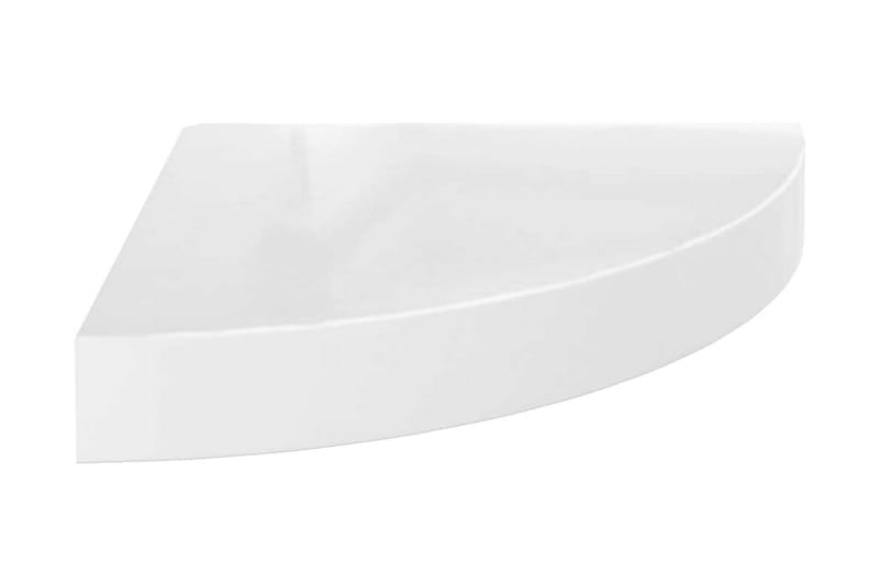 Svävande hörnhyllor 2 st vit högglans 25x25x3,8 cm MDF - Vit - Förvaring - Hylla - Hörnhylla