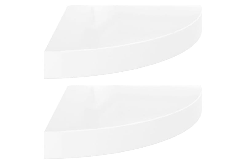 Svävande hörnhyllor 2 st vit högglans 25x25x3,8 cm MDF - Vit - Förvaring - Hylla - Hörnhylla