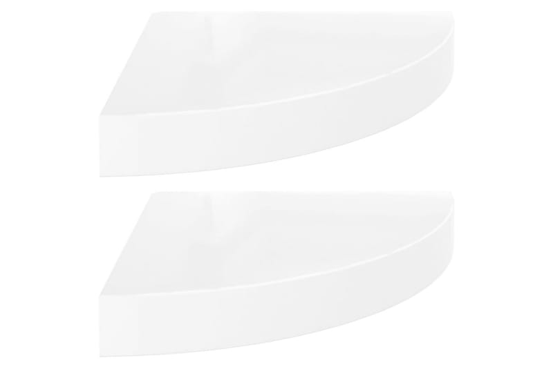 Svävande hörnhyllor 2 st vit högglans 25x25x3,8 cm MDF - Vit - Kökshylla - Hörnhylla