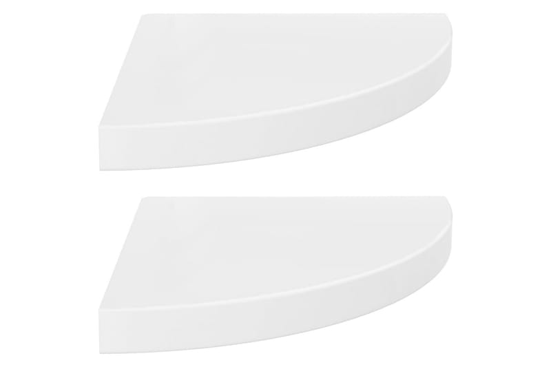 Svävande hörnhyllor 2 st vit högglans 35x35x3,8 cm MDF - Vit - Kökshylla - Hörnhylla