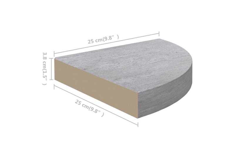 Svävande hörnhyllor 4 st betonggrå 25x25x3,8 cm MDF - Grå - Förvaring - Hylla - Hörnhylla