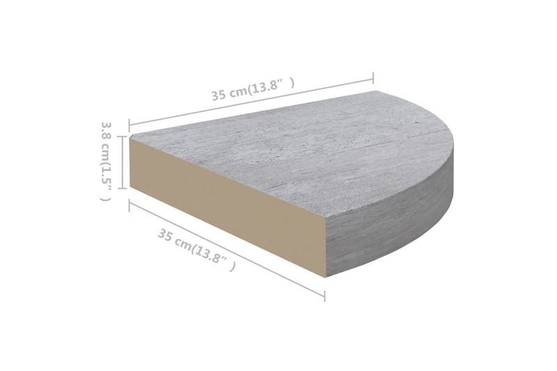 Svävande hörnhyllor 4 st betonggrå 35x35x3,8 cm MDF - Grå - Förvaring - Hylla - Hörnhylla