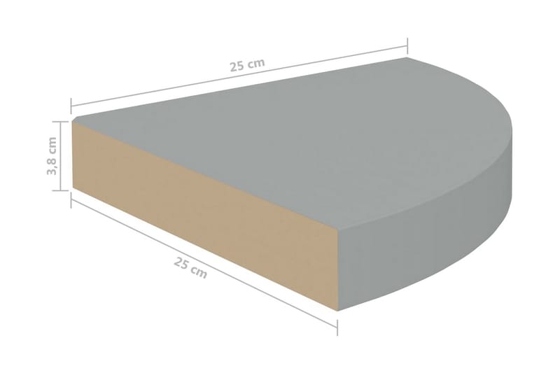 Svävande hörnhyllor 4 st grå 25x25x3,8 cm MDF - Grå - Förvaring - Hylla - Hörnhylla
