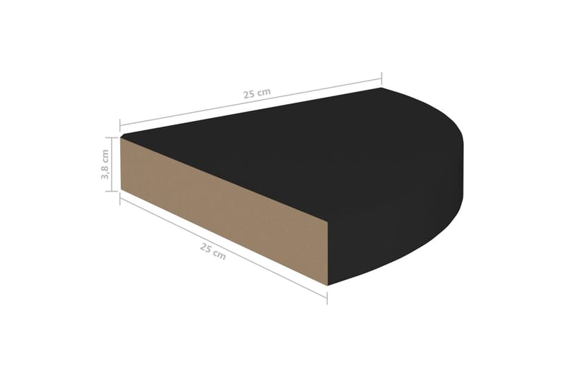 Svävande hörnhyllor 4 st svart 25x25x3,8 cm MDF - Svart - Kökshylla - Hörnhylla