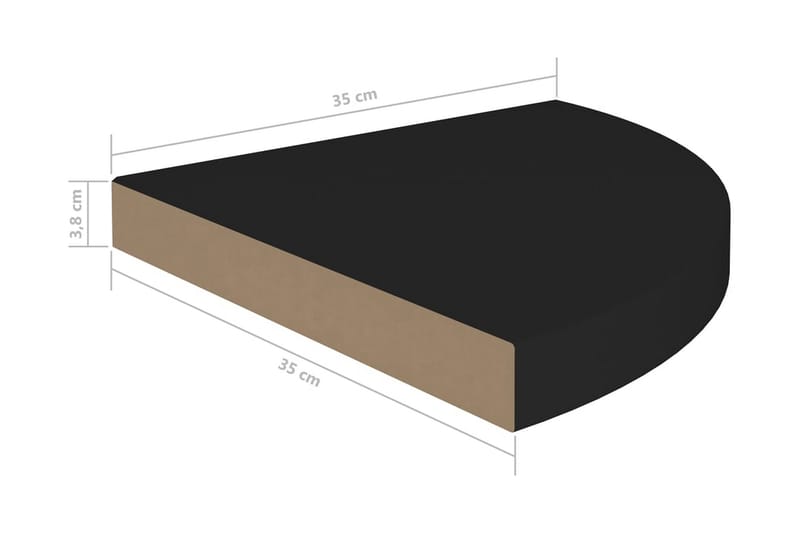 Svävande hörnhyllor 4 st svart 35x35x3,8 cm MDF - Svart - Kökshylla - Hörnhylla