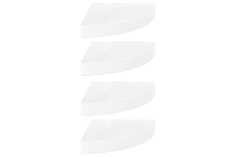 Svävande hörnhyllor 4 st vit högglans 25x25x3,8 cm MDF - Vit - Kökshylla - Hörnhylla