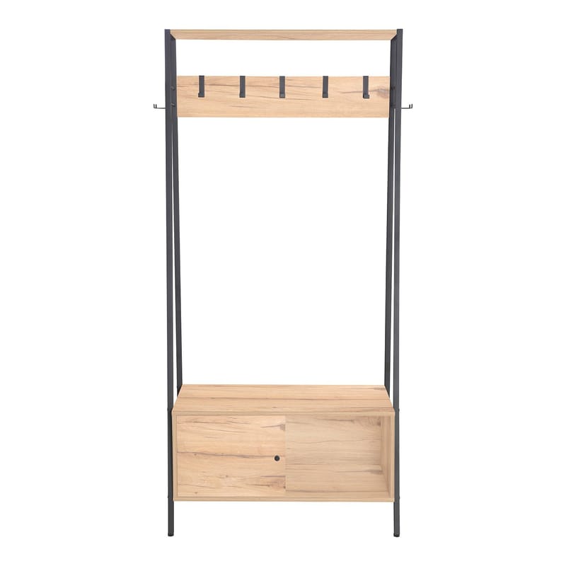 Hallhylla Hannes 84x40x180 cm rustik melamin med låda - rustik melamin - Förvaring - Hylla - Hyllplan & hyllkonsol