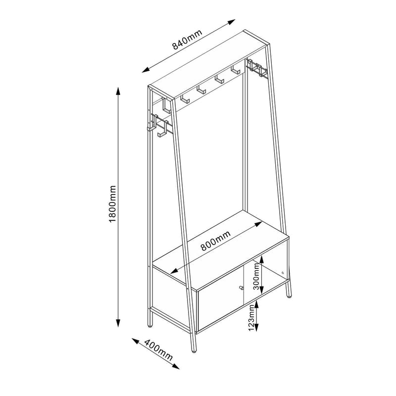 Hallhylla Hannes 84x40x180 cm rustik melamin med låda - rustik melamin - Förvaring - Hylla - Hyllplan & hyllkonsol