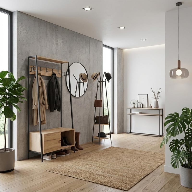 Hallhylla Hannes 84x40x180 cm rustik melamin med låda - rustik melamin - Förvaring - Hylla - Hyllplan & hyllkonsol