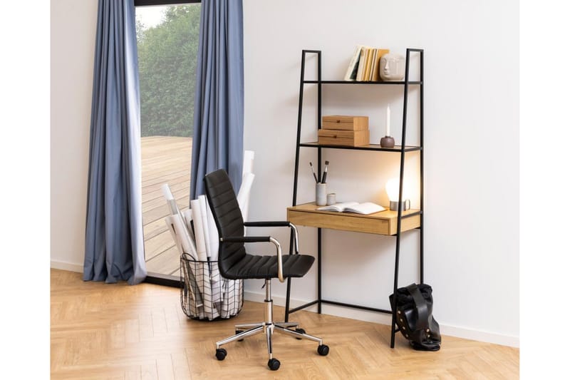 Hartsoe Bokhylla 77 cm i Metall med Träskiva - Svart|Beige - Förvaring - Hylla - Bokhylla