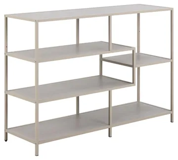 Hasslevik Bokhylla 114 cm i Metall med Träskiva - Sandbeige - Förvaring - Hylla - Bokhylla