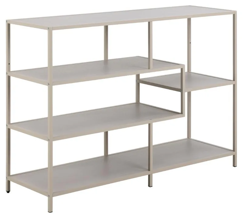 Hasslevik Bokhylla 114 cm i Metall med Träskiva, Sandbeige