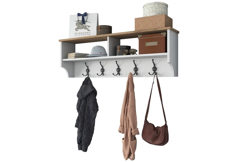 Caraway Hatthylla 120x22,2 cm Vit/Brun - Hanah Home - Förvaring - Hylla - Hatthylla