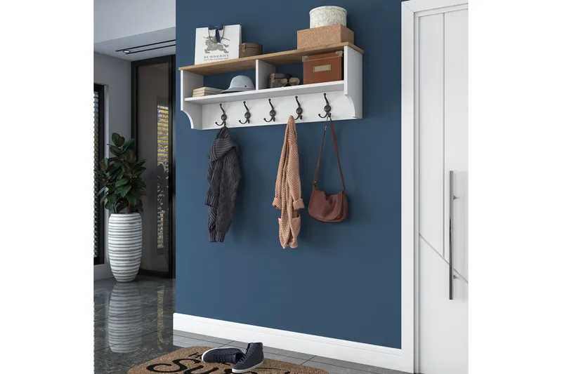 Caraway Hatthylla 120x22,2 cm Vit/Brun - Hanah Home - Förvaring - Hylla - Hatthylla