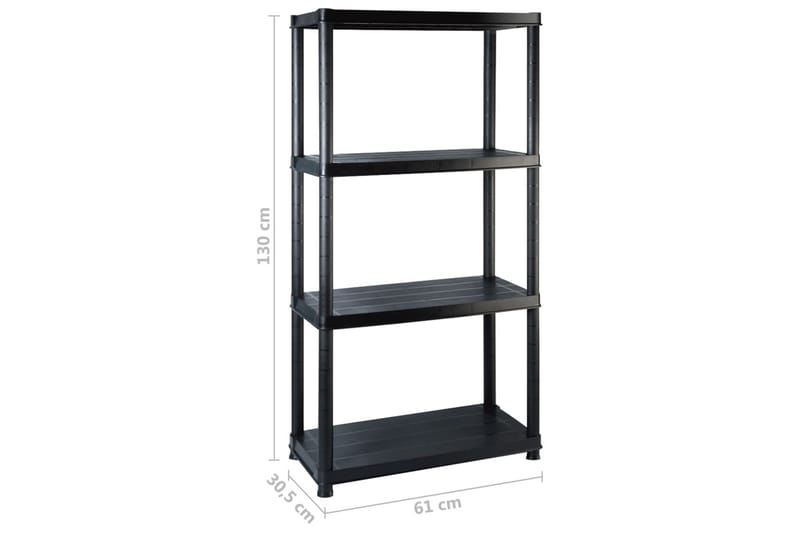 Förvaringshylla 4 hyllor svart 122x30,5x130 cm plast - Svart - Förvaring - Hylla - Hatthylla