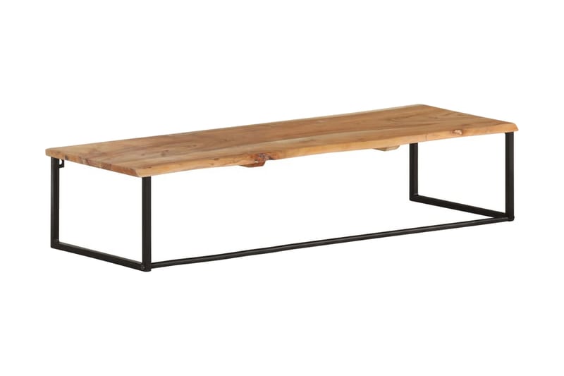 Hatthylla med levande kant 100x35x22 cm massivt akaciaträ - Brun - Förvaring - Hylla - Hatthylla