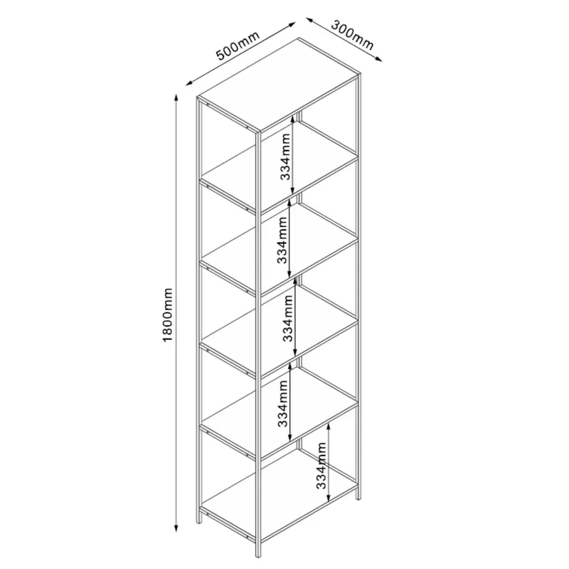 Hylla Harper 50x30x180 cm - ask/svart - Förvaring - Hylla - Hyllplan & hyllkonsol