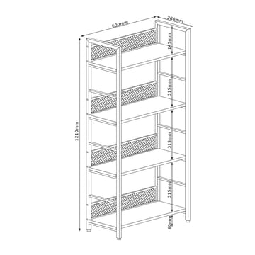 Hylla Hector ask/svart 60x28x121 cm - ask/svart - Förvaring - Hylla - Hyllplan & hyllkonsol
