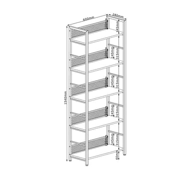 Hylla Hector ask/svart 60x28x154 cm - ask/svart - Förvaring - Hylla - Hyllplan & hyllkonsol