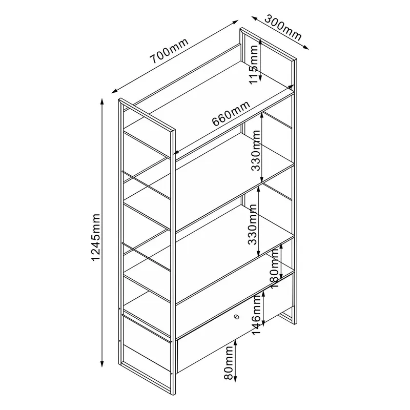 Hylla Lavina ask/svart 60x30x165 cm - ask/svart - Förvaring - Hylla - Hyllplan & hyllkonsol