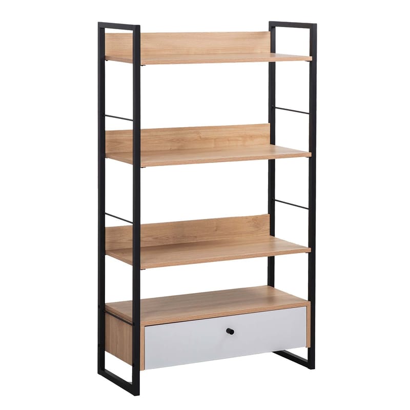 Hylla Study ek/vit 70x30x124,5 cm, ek/vit