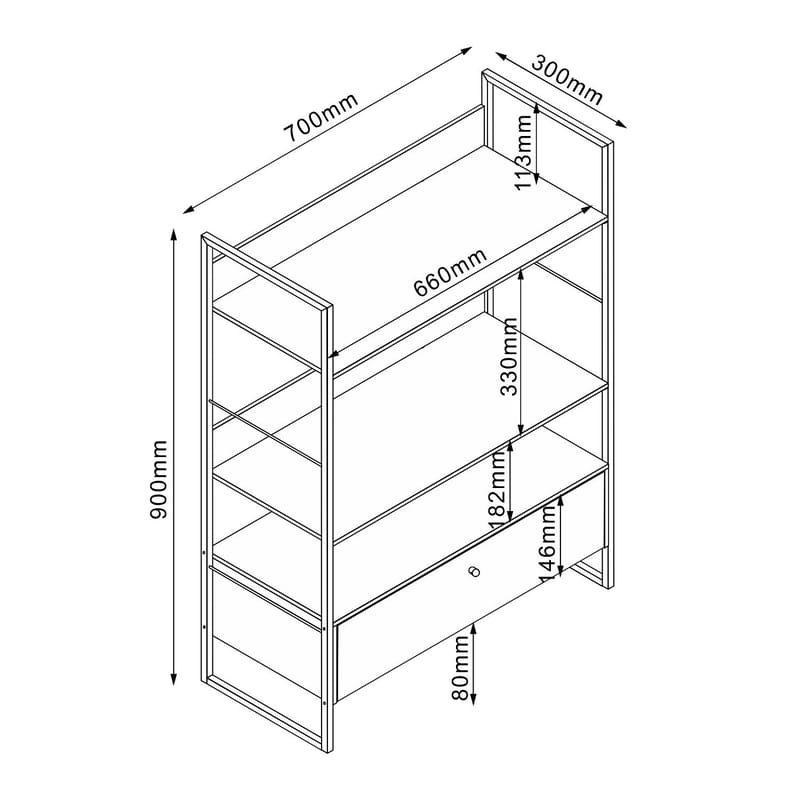 Hylla Study ek/vit 70x30x90 cm - ek/vit - Förvaring - Hylla - Hyllplan & hyllkonsol