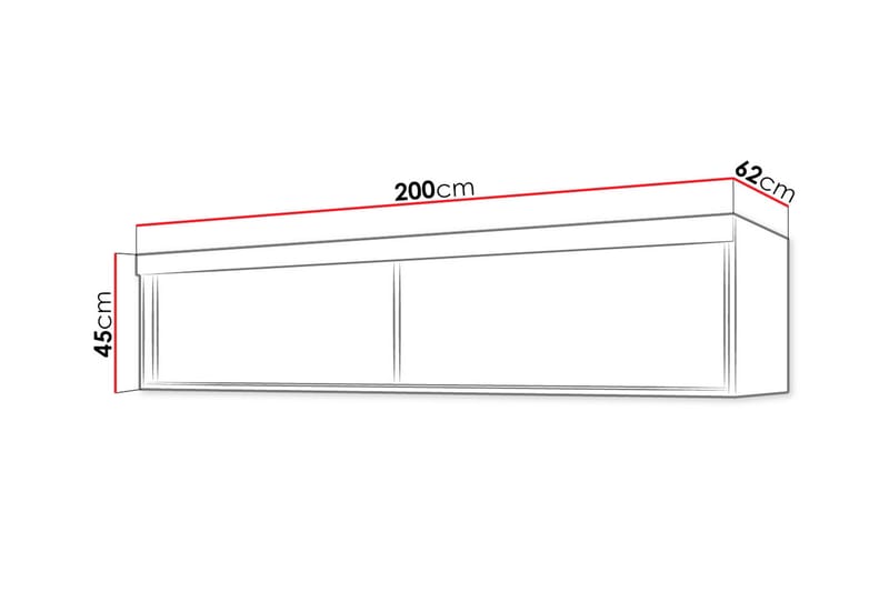 Szaf Hyllförvaring 62x200 cm till Garderob LED-belysning - Vit - Hyllkonsol till garderob - Hyllplan & hyllkonsol