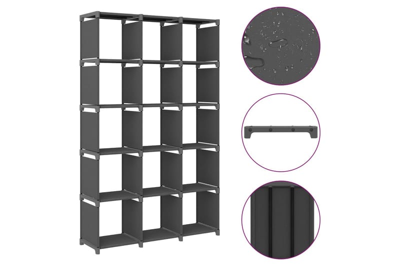 Hylla med 15 kuber grå 103x30x175,5 cm tyg - Grå - Förvaring - Hylla - Hyllsystem