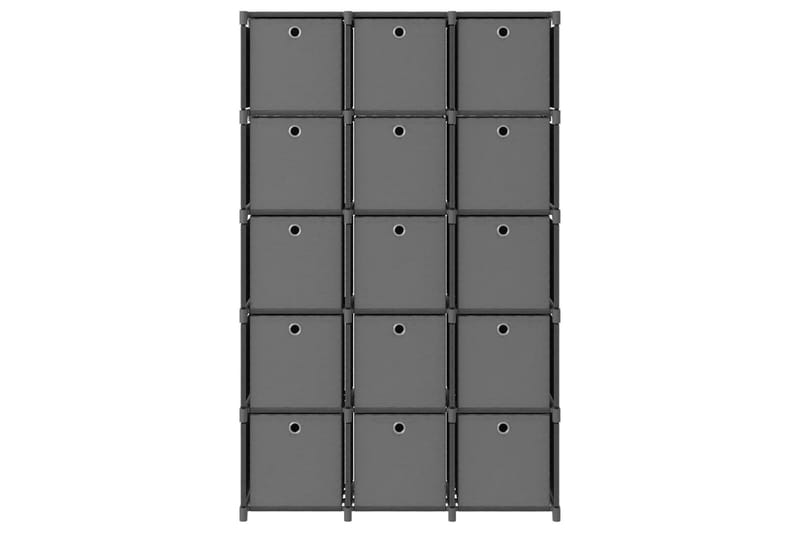 Hylla med 15 kuber med lådor grå 103x30x175,5 cm tyg - Grå - Förvaring - Hylla - Hyllsystem