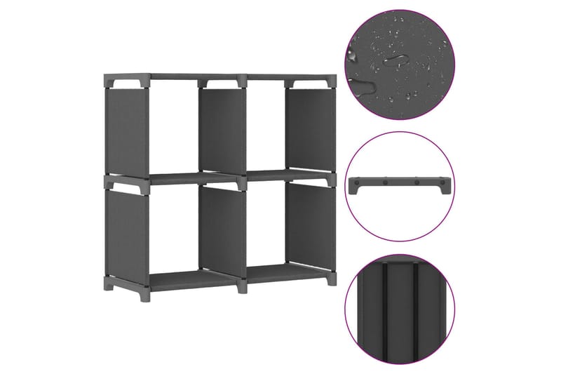 Hylla med 4 kuber grå 69x30x72,5 cm tyg - Grå - Förvaring - Hylla - Hyllsystem