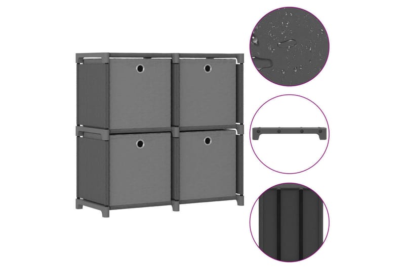 Hylla med 4 kuber med lådor grå 69x30x72,5 cm tygs - Grå - Förvaring - Hylla - Hyllsystem