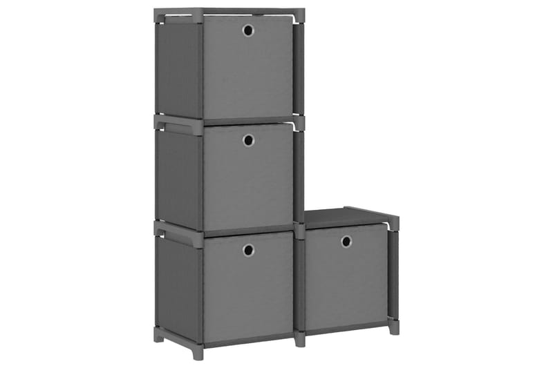 Hylla med 4 kuber med lådor grå 69x30x72,5 cm tygs - Grå - Förvaring - Hylla - Hyllsystem