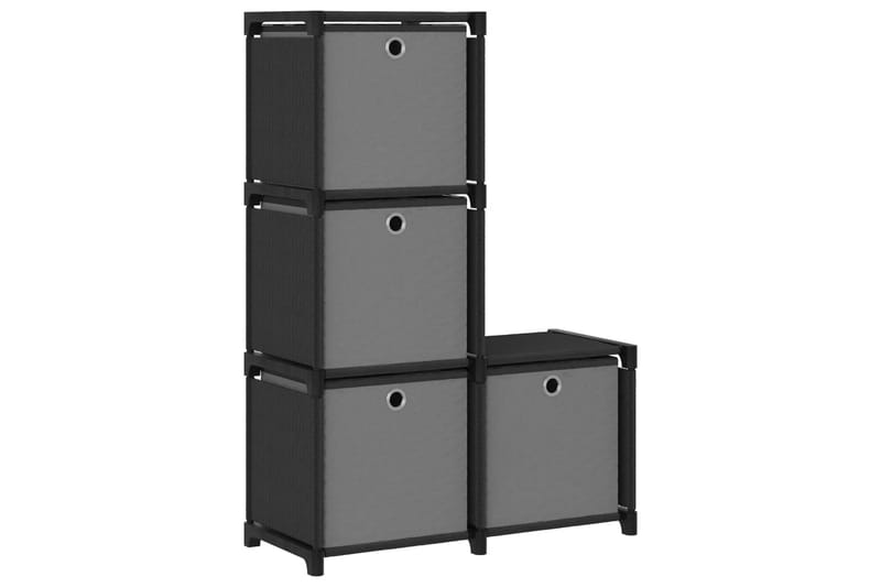 Hylla med 4 kuber med lådor svart 69x30x72,5 cm tyg - Svart - Förvaring - Hylla - Hyllsystem