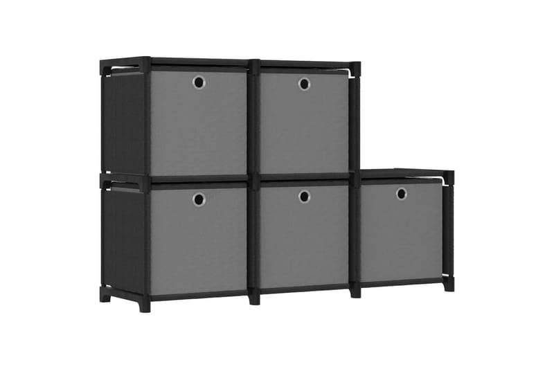 Hylla med 5 kuber med lådor svart 103x30x72,5 cm tyg - Svart - Förvaring - Hylla - Hyllsystem