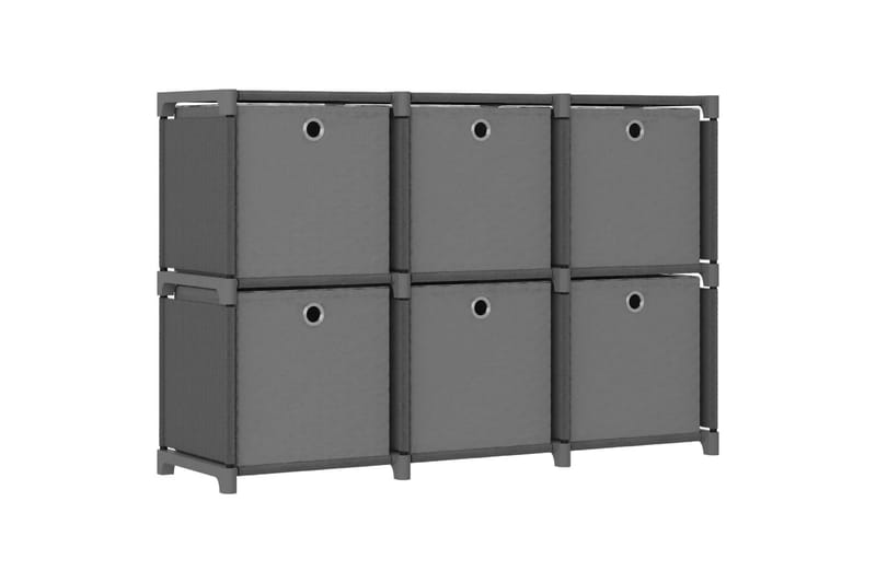 Hylla med 6 kuber med lådor grå 103x30x72,5 cm tyg - Grå - Förvaring - Hylla - Hyllsystem