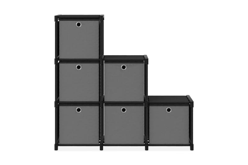 Hylla med 6 kuber med lådor svart 103x30x72,5 cm tyg - Svart - Förvaring - Hylla - Hyllsystem