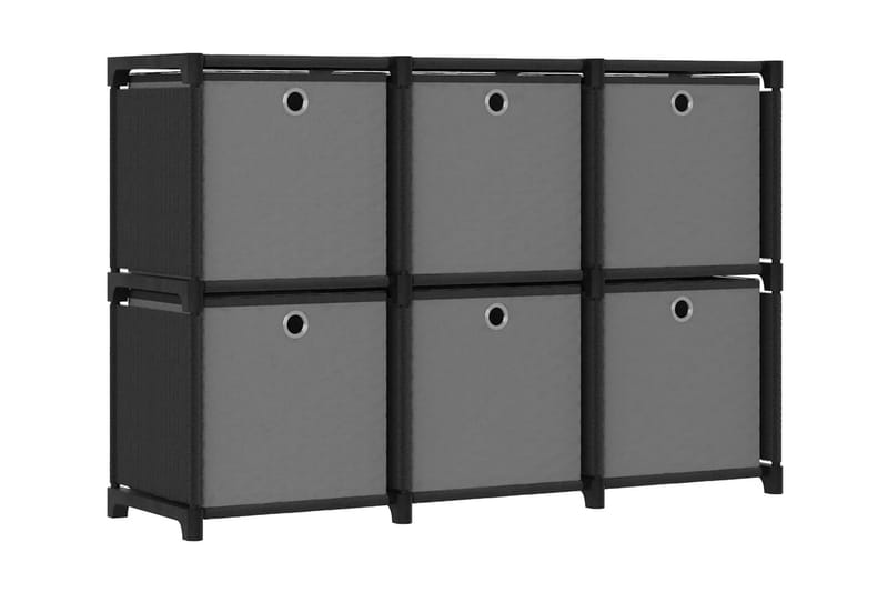 Hylla med 6 kuber med lådor svart 103x30x72,5 cm tyg - Svart - Förvaring - Hylla - Hyllsystem