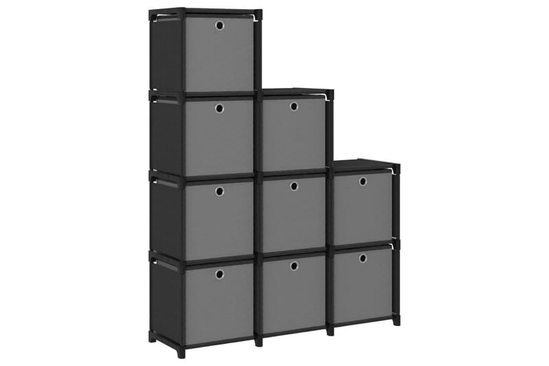Hylla med 9 kuber med lådor svart 103x30x107,5 cm tyg - Svart - Förvaring - Hylla - Hyllsystem