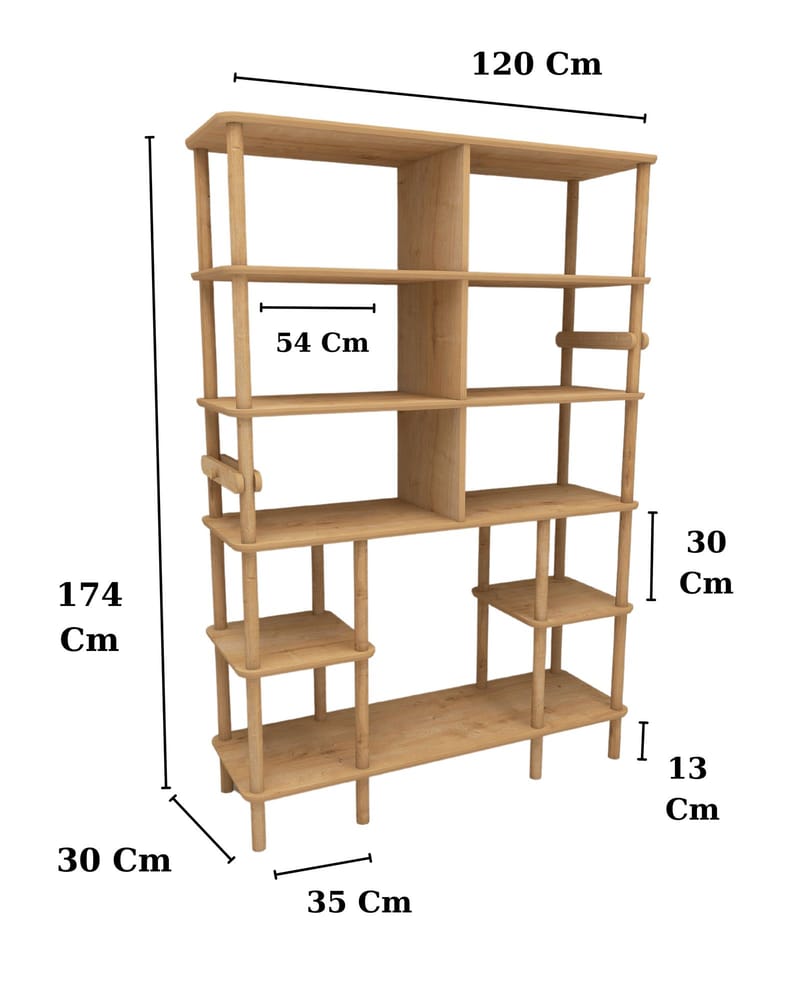 Icterina Bokhylla 120x174 cm - Ek - Förvaring - Hylla - Bokhylla