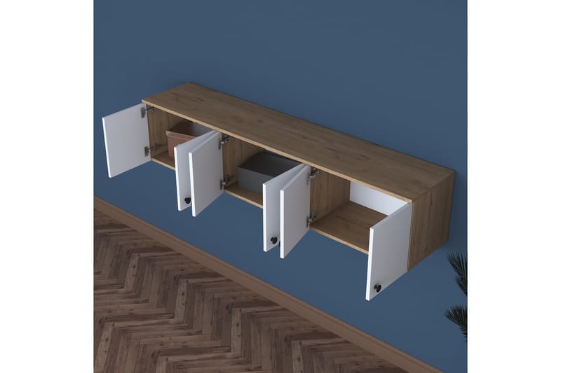 Jaibir Vägghylla 179,6x37,5 cm Brun/Vit - Hanah Home - Förvaring - Hylla - Vägghylla