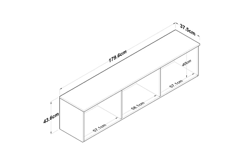 Jaibir Vägghylla 179,6x37,5 cm Vit - Hanah Home - Förvaring - Hylla - Vägghylla