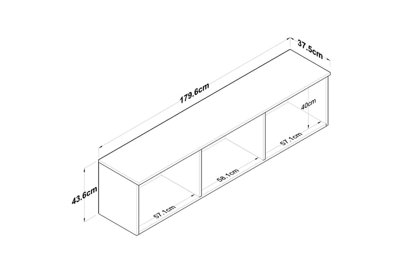 Jaibir Vägghylla 179,6x37,5 cm Vit - Hanah Home - Förvaring - Hylla - Vägghylla
