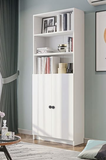 Lenvo Bokhylla 80 cm i Målat Trä - Vit - Förvaring - Hylla - Bokhylla