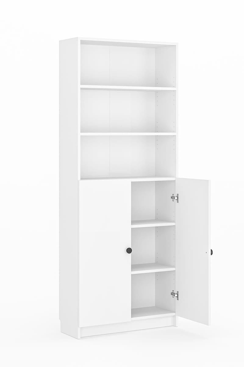 Lenvo Bokhylla 80 cm i Målat Trä - Vit - Förvaring - Hylla - Bokhylla