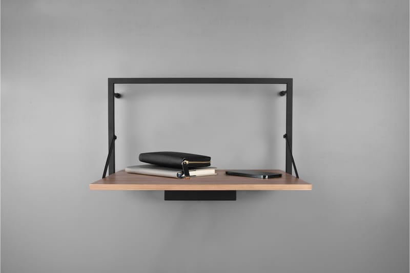Leonie Vägghylla LED-belyst 50x30 cm Trä/Svart - Trä/Svart - Förvaring - Hylla - Vägghylla