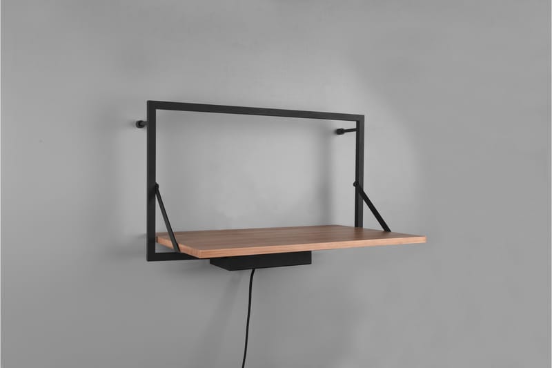 Leonie Vägghylla LED-belyst 50x30 cm Trä/Svart - Trä/Svart - Förvaring - Hylla - Vägghylla