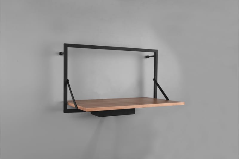 Leonie Vägghylla LED-belyst 50x30 cm Trä/Svart - Trä/Svart - Förvaring - Hylla - Vägghylla