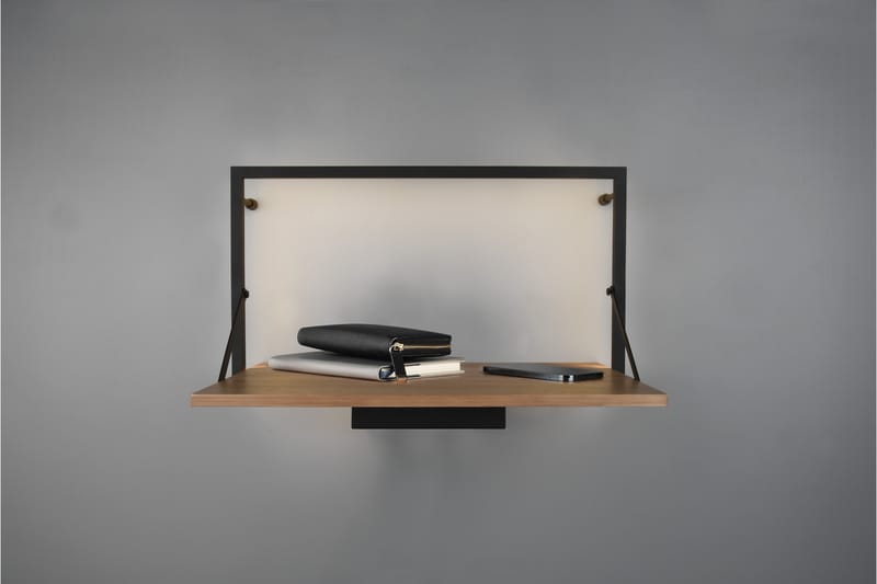 Leonie Vägghylla LED-belyst 50x30 cm Trä/Svart - Trä/Svart - Förvaring - Hylla - Vägghylla