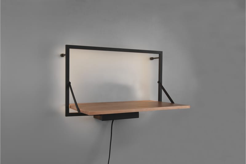 Leonie Vägghylla LED-belyst 50x30 cm Trä/Svart - Trä/Svart - Förvaring - Hylla - Vägghylla